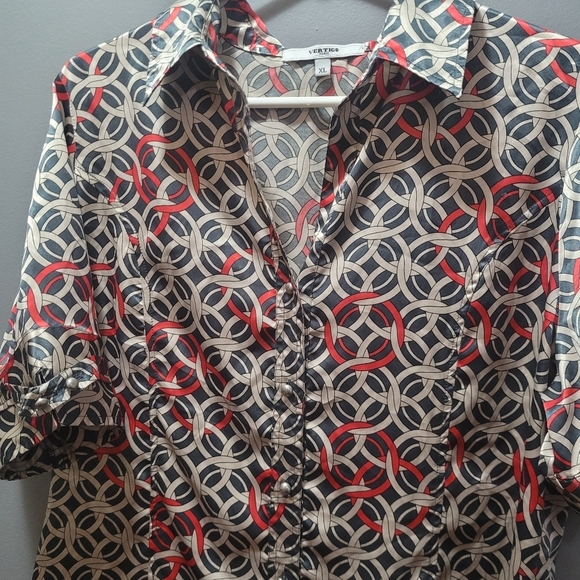 Vertigo Paris Geometric Short Sleeve Shirt XL - Picture 2 of 5